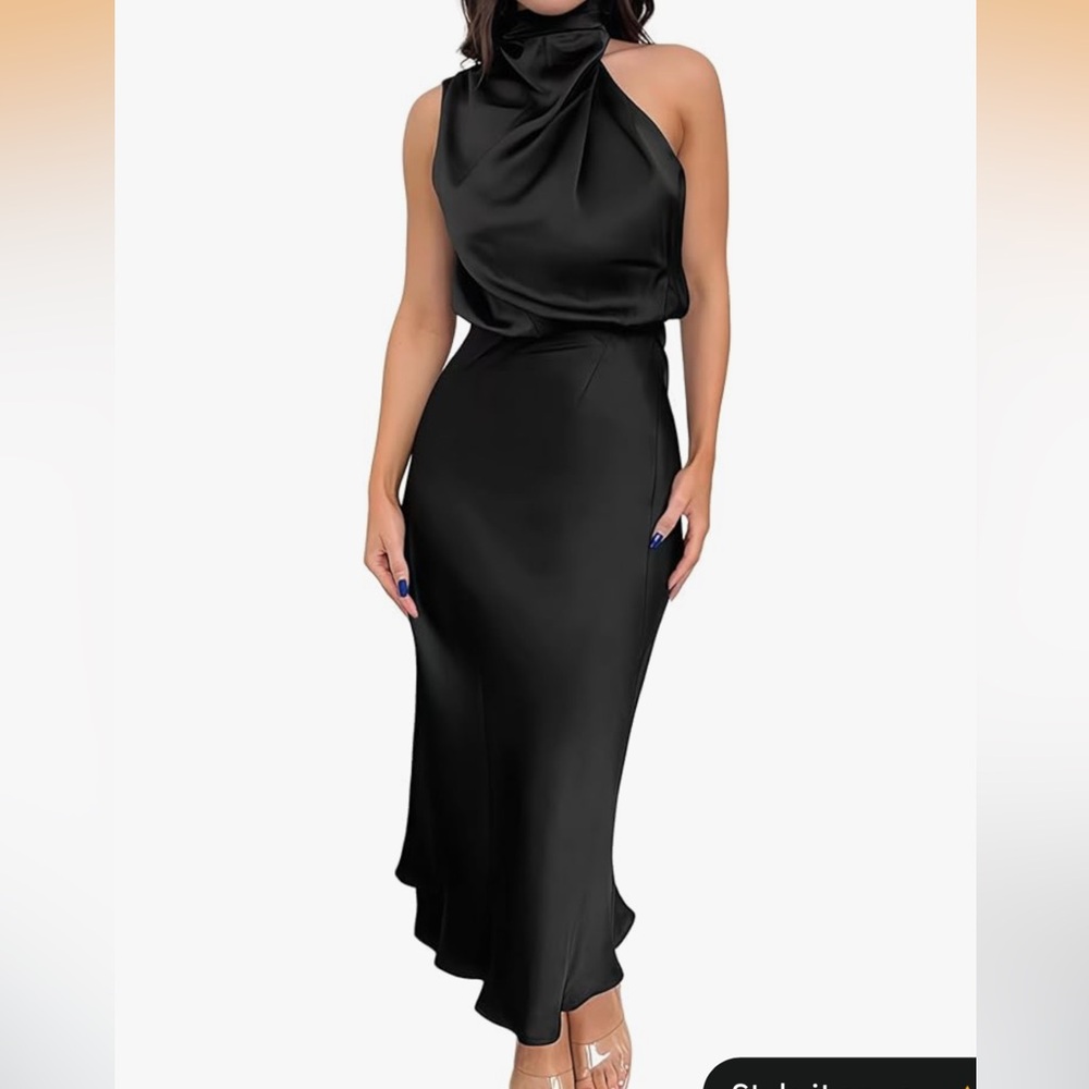 Elegant Black Halter Dress